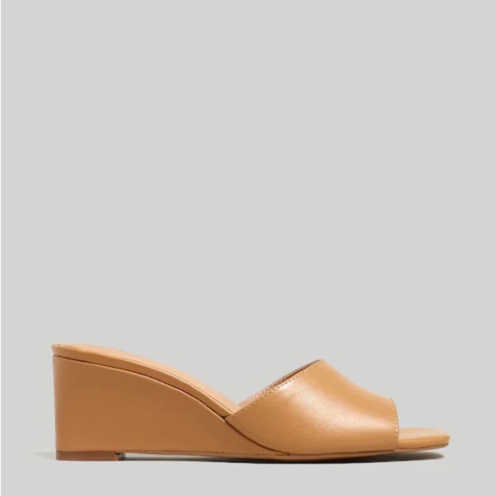 NWT MADEWELL Open Toe Pearl Wedge Mules in Amber Brown ~ Size 7 - Picture 3 of 5